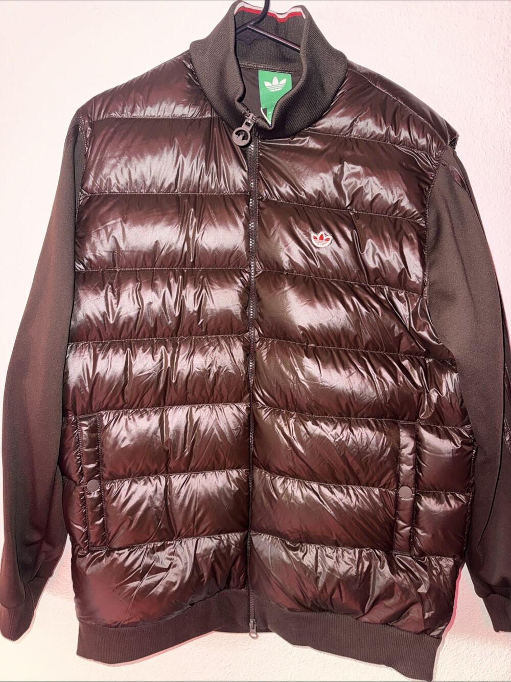 Size Large - Men’s Adidas Originals Down Jacket Goose Dark Brown JN9727 $280